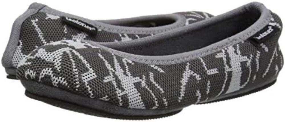 Isotoner Womens Paris Ballet Slipper Ash Geo Print LARGE (8-9)